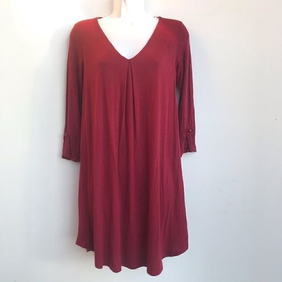 Alya Maroon long sleeve jersey dress - Picture 1 of 7